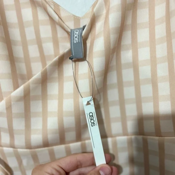 NWT ASOS Cami Faux Wrap Gingham Butter Yellow Mini Dress Sz 10 - Picture 9 of 12